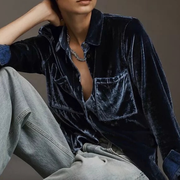 NWT - Pilcro Hadley Relaxed Button-down Velvet Edition - Picture 10 of 11